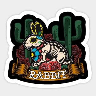 Day of Dead Rabbit Halloween Costume Design Sticker